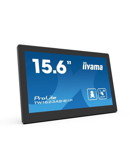iiyama TW1623AS-B1P pantalla de señalización Panel plano interactivo 39,6 cm (15.6") Wifi 450 cd   m² Double Full HD Negro