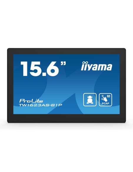 iiyama TW1623AS-B1P pantalla de señalización Panel plano interactivo 39,6 cm (15.6") Wifi 450 cd   m² Double Full HD Negro