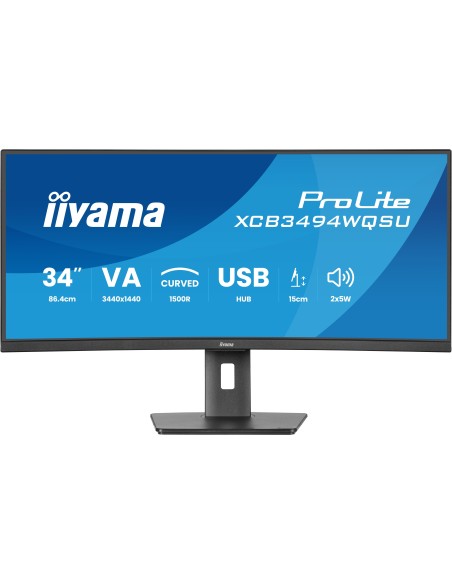 iiyama ProLite XCB3494WQSU-B1 pantalla para PC 86,4 cm (34") 3440 x 1440 Pixeles UltraWide Quad HD LED Negro iiyama ProLite XCB3494WQSU-B1 pantalla para PC 86,4 cm (34") 3440 x 1440 Pixeles UltraWide Quad HD LED Negro