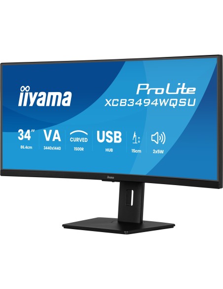 iiyama ProLite XCB3494WQSU-B1 pantalla para PC 86,4 cm (34") 3440 x 1440 Pixeles UltraWide Quad HD LED Negro iiyama ProLite XCB3494WQSU-B1 pantalla para PC 86,4 cm (34") 3440 x 1440 Pixeles UltraWide Quad HD LED Negro