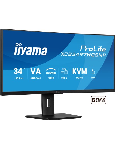 iiyama ProLite XCB3497WQSNP-B1 pantalla para PC 86,4 cm (34") 3440 x 1440 Pixeles UltraWide Quad HD LED Negro iiyama ProLite XCB3497WQSNP-B1 pantalla para PC 86,4 cm (34") 3440 x 1440 Pixeles UltraWide Quad HD LED Negro