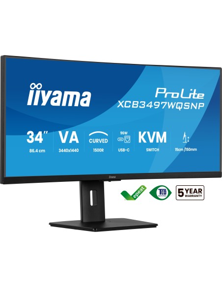 iiyama ProLite XCB3497WQSNP-B1 pantalla para PC 86,4 cm (34") 3440 x 1440 Pixeles UltraWide Quad HD LED Negro