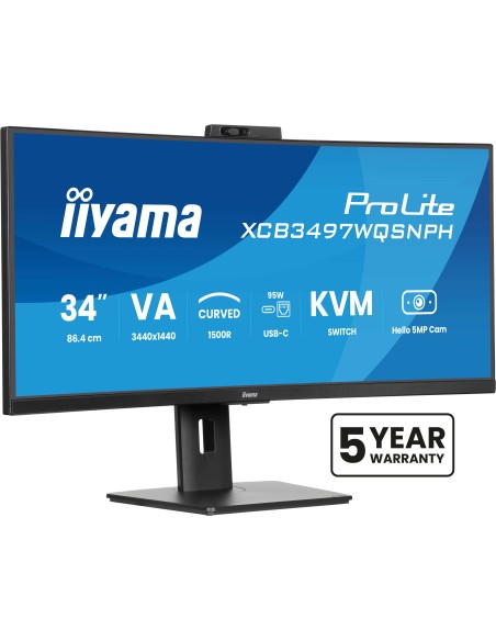 iiyama ProLite XCB3497WQSNPH-B1 pantalla para PC 86,4 cm (34") 3440 x 1440 Pixeles UltraWide Quad HD LED Negro iiyama ProLite XCB3497WQSNPH-B1 pantalla para PC 86,4 cm (34") 3440 x 1440 Pixeles UltraWide Quad HD LED Negro