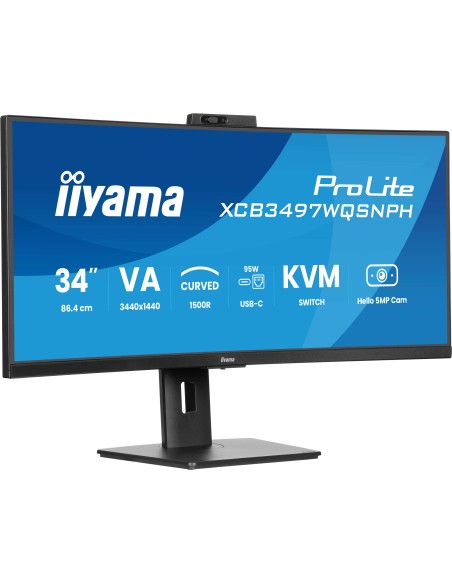 iiyama ProLite XCB3497WQSNPH-B1 pantalla para PC 86,4 cm (34") 3440 x 1440 Pixeles UltraWide Quad HD LED Negro iiyama ProLite XCB3497WQSNPH-B1 pantalla para PC 86,4 cm (34") 3440 x 1440 Pixeles UltraWide Quad HD LED Negro