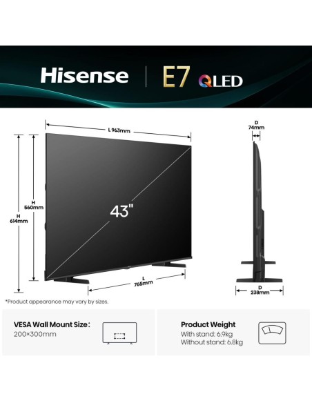 Hisense 43E77Q 109,2 cm (43") 4K Ultra HD Smart TV Wifi Negro