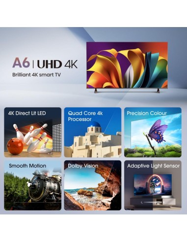 Hisense 65A6N 165,1 cm (65") 4K Ultra HD Smart TV Wifi Negro 300 cd   m²