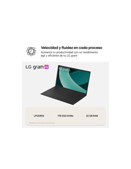 LG Gram 15Z80T-G.AU88B ordenador portatil AMD Ryzen AI 7 350 Portátil 39,6 cm (15.6") Full HD 32 GB LPDDR5x-SDRAM 1 TB SSD