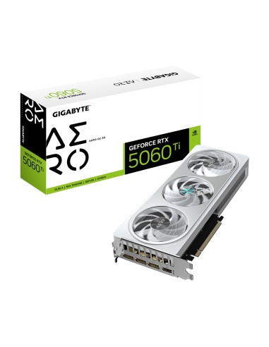 GIGABYTE GeForce RTX 5060 Ti AERO OC 8G Tarjeta Gráfica – 8 GB GDDR7, 128 bits, PCI-E 5.0, 2647 MHz Frecuencia del núcleo, 3 x