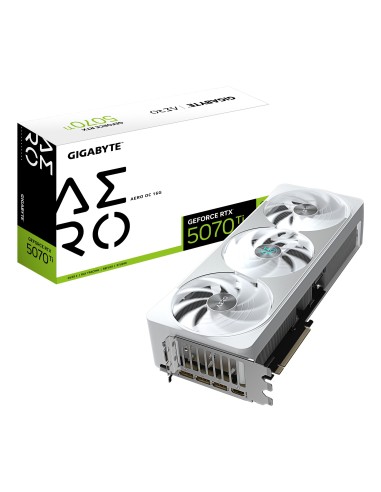 GIGABYTE GeForce RTX 5070 Ti AERO OC 16G Tarjeta Gráfica - 16GB GDDR7, 256 bits, PCI-E 5.0, 2588 MHz Core Clock, 3 x DP 2.1a, 1