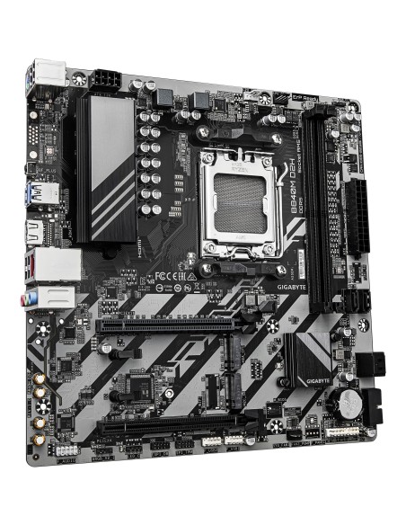 GIGABYTE B840M D2H Placa base - Procesadores AMD Ryzen 9000, VRM de 5+2+2 fases, hasta 7600 MHz DDR5, 1xPCIe 4.0 + 1xPCIe 3.0
