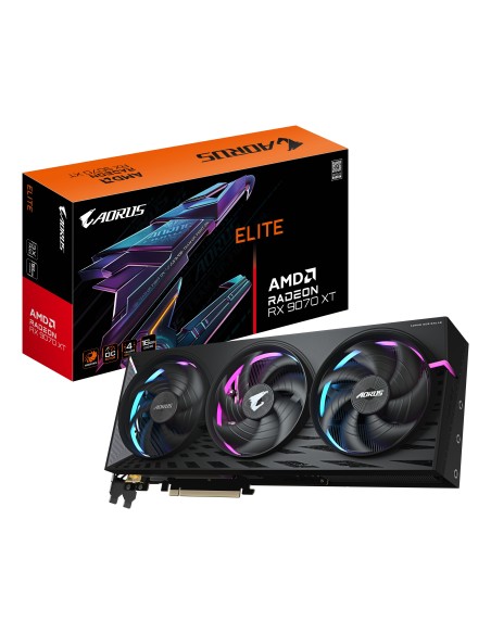 GIGABYTE AORUS Radeon RX 9070 XT ELITE 16G Tarjeta Gráfica - 16GB GDDR6, 256 bits, PCI-E 5.0, 3100 MHz Frecuencia Base, 2 x