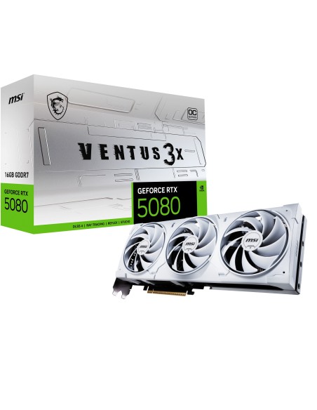 MSI VENTUS GEFORCE RTX 5080 16G 3X OC WHITE tarjeta gráfica NVIDIA 16 GB GDDR7