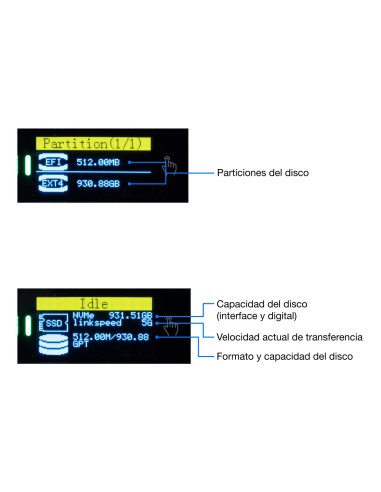 CoolBox CAJA CARCASA SSD M.2 NVME SATA LCD MINICHASE PS32 USB3.2 GEN2 ALUMINIO