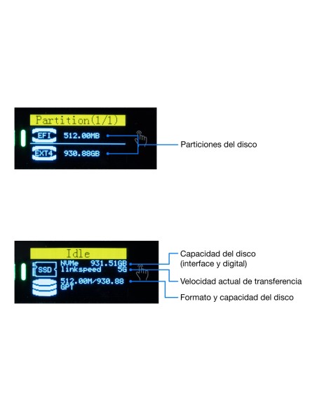 CoolBox CAJA CARCASA SSD M.2 NVME SATA LCD MINICHASE PS32 USB3.2 GEN2 ALUMINIO