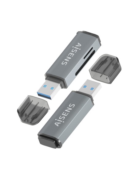 AISENS Lector De Tarjetas SD, Micro SD, MMC, Rs-MMC, MMC Micro, USB-A, Gris