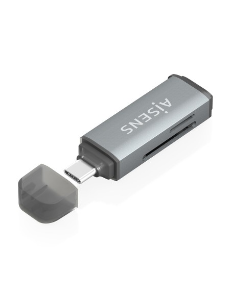 AISENS Lector De Tarjetas SD, Micro SD, MMC, Rs-MMC, MMC Micro, USB-C, Gris