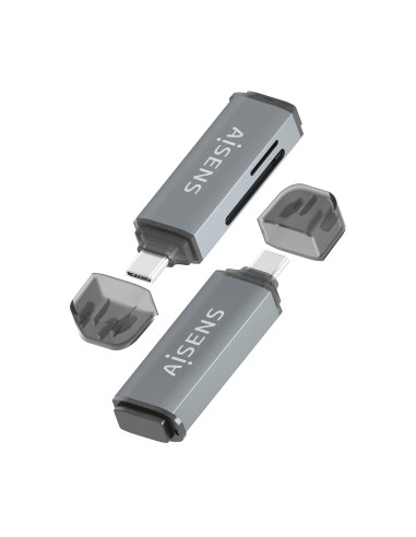 AISENS Lector De Tarjetas SD, Micro SD, MMC, Rs-MMC, MMC Micro, USB-C, Gris