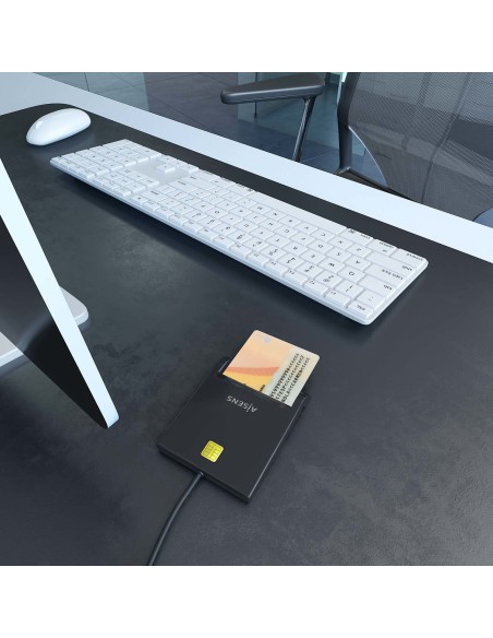 AISENS Lector de Tarjeta Inteligente DNI, Negro