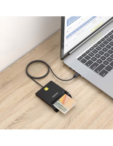 AISENS Lector de Tarjeta Inteligente DNI, Negro