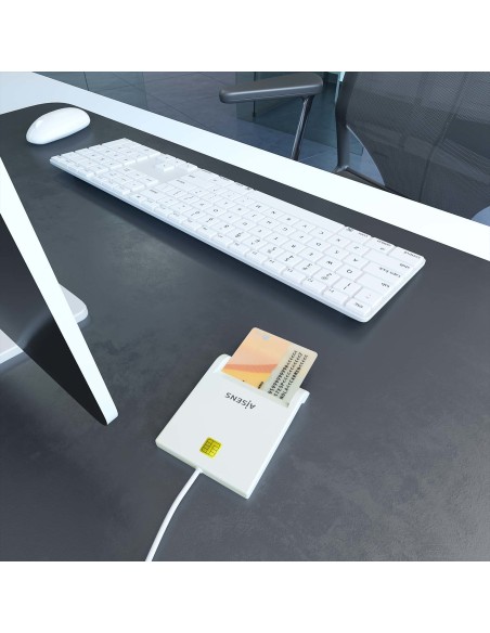 AISENS Lector de Tarjeta Inteligente DNI, Blanco