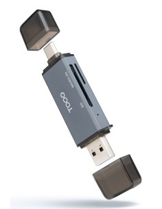 TooQ Lector de Tarjetas SD + TF, con entradas USB-C 3.0 + USB A, Color Gris