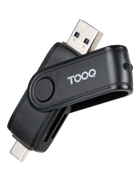 TooQ Lector de Tarjetas USB (USB-C 2.0 + USB A 3.0), SD TF, Color Negro