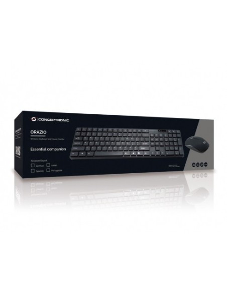 Conceptronic Orazio teclado Ratón incluido Hogar RF inalámbrico QWERTY Español Negro
