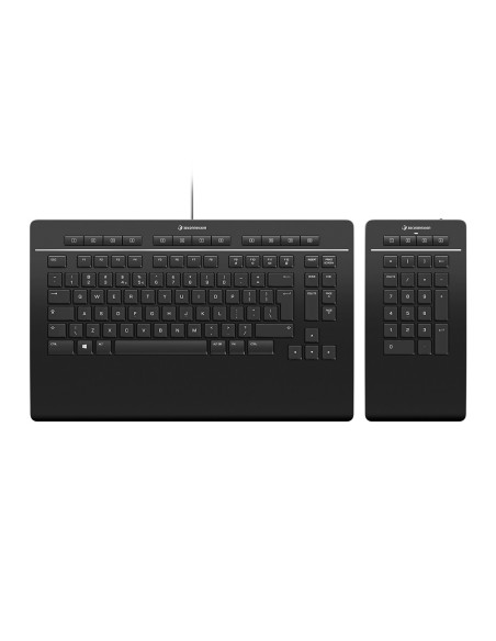 3Dconnexion Keyboard Pro with Numpad teclado Oficina USB + RF Wireless + Bluetooth QWERTY Internacional de EE.UU. Negro