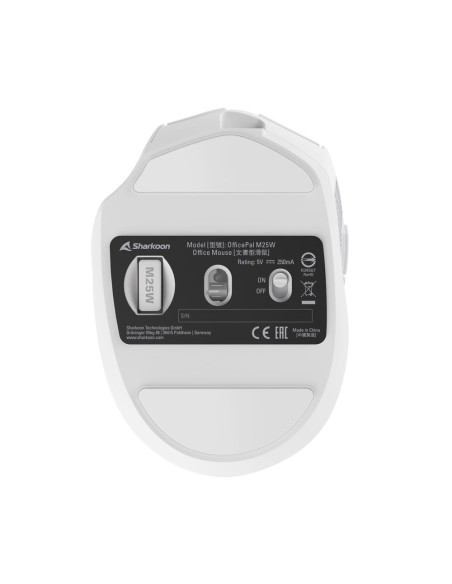 Sharkoon OfficePal M25W ratón Juego mano derecha RF Wireless + USB Type-C Óptico 4000 DPI