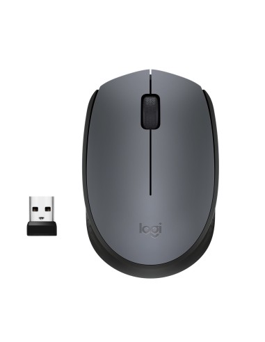 Logitech M170 Grey-K ratón Oficina Ambidextro RF inalámbrico Óptico 1000 DPI