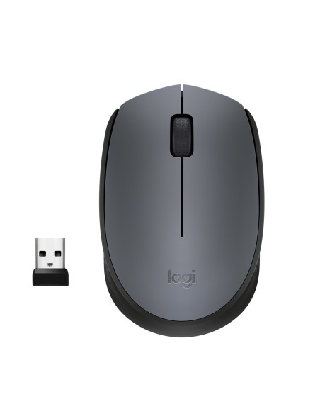 Logitech M170 Grey-K ratón Oficina Ambidextro RF inalámbrico Óptico 1000 DPI