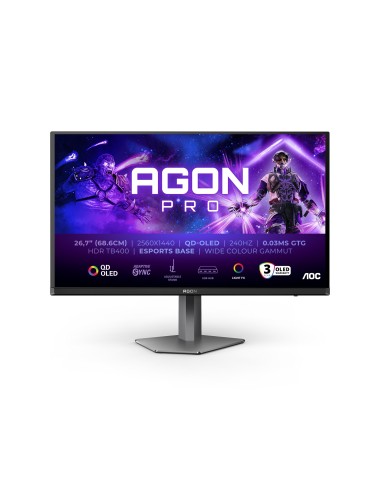 AOC AGON PRO AG276QZD2 pantalla para PC 67,3 cm (26.5") 2560 x 1440 Pixeles Quad HD QD-OLED Gris
