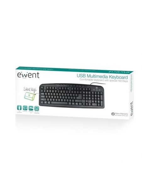 Ewent EW3195 teclado Hogar USB QWERTZ Portugués Negro
