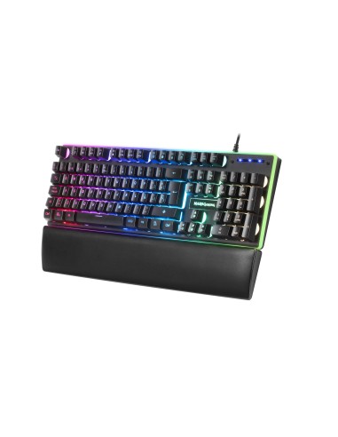 Mars Gaming MK320ES, Teclado Gaming H-Mech, 13 Modos RGB y Halo, Reposamuñecas Acolchado, Antighosting, Idioma Español, Color