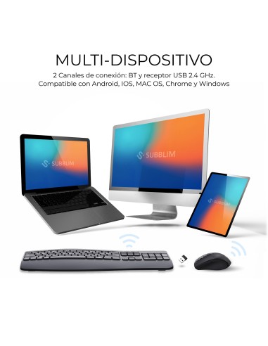 SUBBLIM Teclado con ratón COMBO DUAL OFFICE PROWAVE BLACK