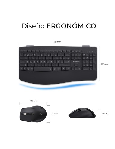 SUBBLIM Teclado con ratón COMBO DUAL OFFICE PROWAVE BLACK