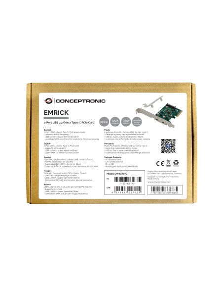 Conceptronic EMRICK07G tarjeta y adaptador de interfaz Interno USB 3.2 Gen 2 (3.1 Gen 2)