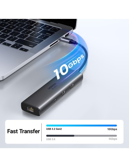 Ugreen REVODOK 6-IN-1 4K@60HZ HDMI ETH DOCK Acoplamiento Base Gris