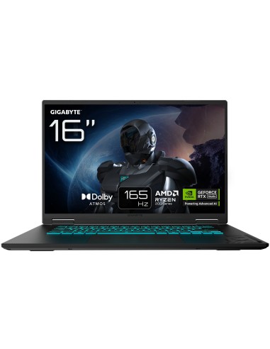 GIGABYTE GAMING A16 Portátil – 16", 165Hz WUXGA, Ryzen 7 260, RTX 5070, 32GB DDR5 5200MHz, SSD Gen4 de 1TB, DOS, Garantía de 2