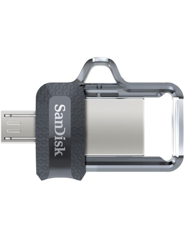 SanDisk Ultra Dual m3.0 unidad flash USB 256 GB USB Type-A   Micro-USB 3.2 Gen 1 (3.1 Gen 1) Negro, Plata, Transparente