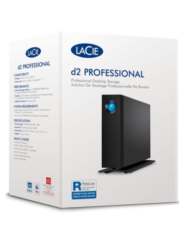 LaCie d2 Professional disco duro externo 20 TB 7200 RPM USB Tipo C 3.2 Gen 1 (3.1 Gen 1) Negro