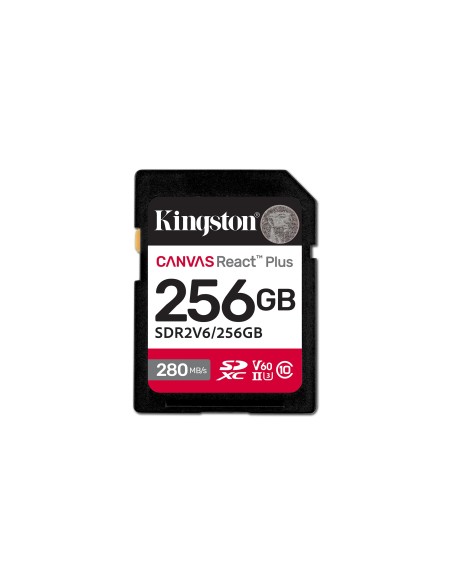 Kingston Technology 256GB Canvas React Plus SDXC UHS-II 280R 150W U3 V60 for Full HD 4K