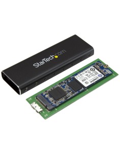 StarTech.com Caja USB 3.0 (5Gbps) a SSD M.2 de Aluminio con UASP - Negro - SATA NGFF M.2 con B Key y B+M Key - Caja Portátil 2
