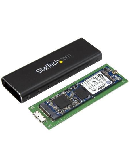 StarTech.com Caja USB 3.0 (5Gbps) a SSD M.2 de Aluminio con UASP - Negro - SATA NGFF M.2 con B Key y B+M Key - Caja Portátil