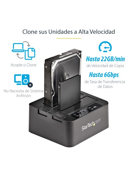 StarTech.com Duplicador USB 3.0 (5Gbps) o eSATA de Discos Duros de 2 Bahías, Independiente, Clonador Copiador de SSD o HDD SATA