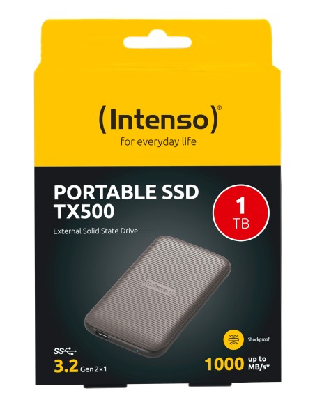 Intenso SSD Externa TX500, 1 TB, Super Speed USB 3.2 Gen 2x1 (10 Gbit s), hasta 1000 MB s