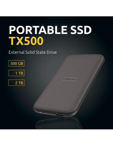 Intenso SSD Externa TX500, 1 TB, Super Speed USB 3.2 Gen 2x1 (10 Gbit s), hasta 1000 MB s