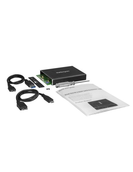 StarTech.com Caja de Dos Bahías M.2 NGFF - USB 3.1 (10Gbps) - RAID - Caja Externa USB-C y USB-A de Aluminio