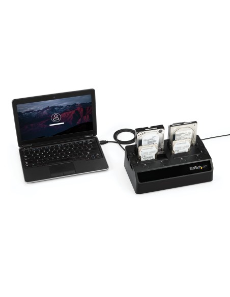 StarTech.com Base de Acoplamiento USB 3.0 de 4 Bahías SATA - Docking Station USB de Discos Duros o SSD SATA III de 2,5 3,5" -
