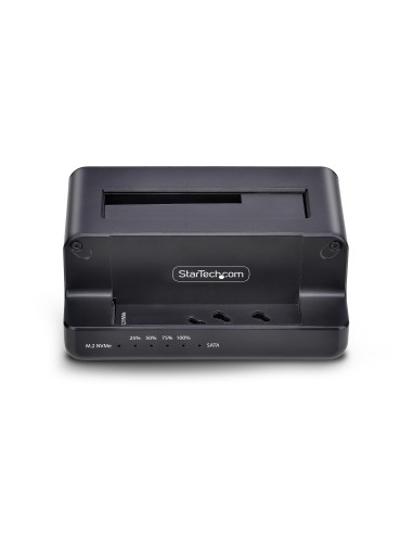 StarTech.com Clonador NVMe M.2 a SATA de 2.5 3.5 - Dock Duplicador Autónomo de 2 Bahías para SSD - Bidireccional NVMe a SATA  